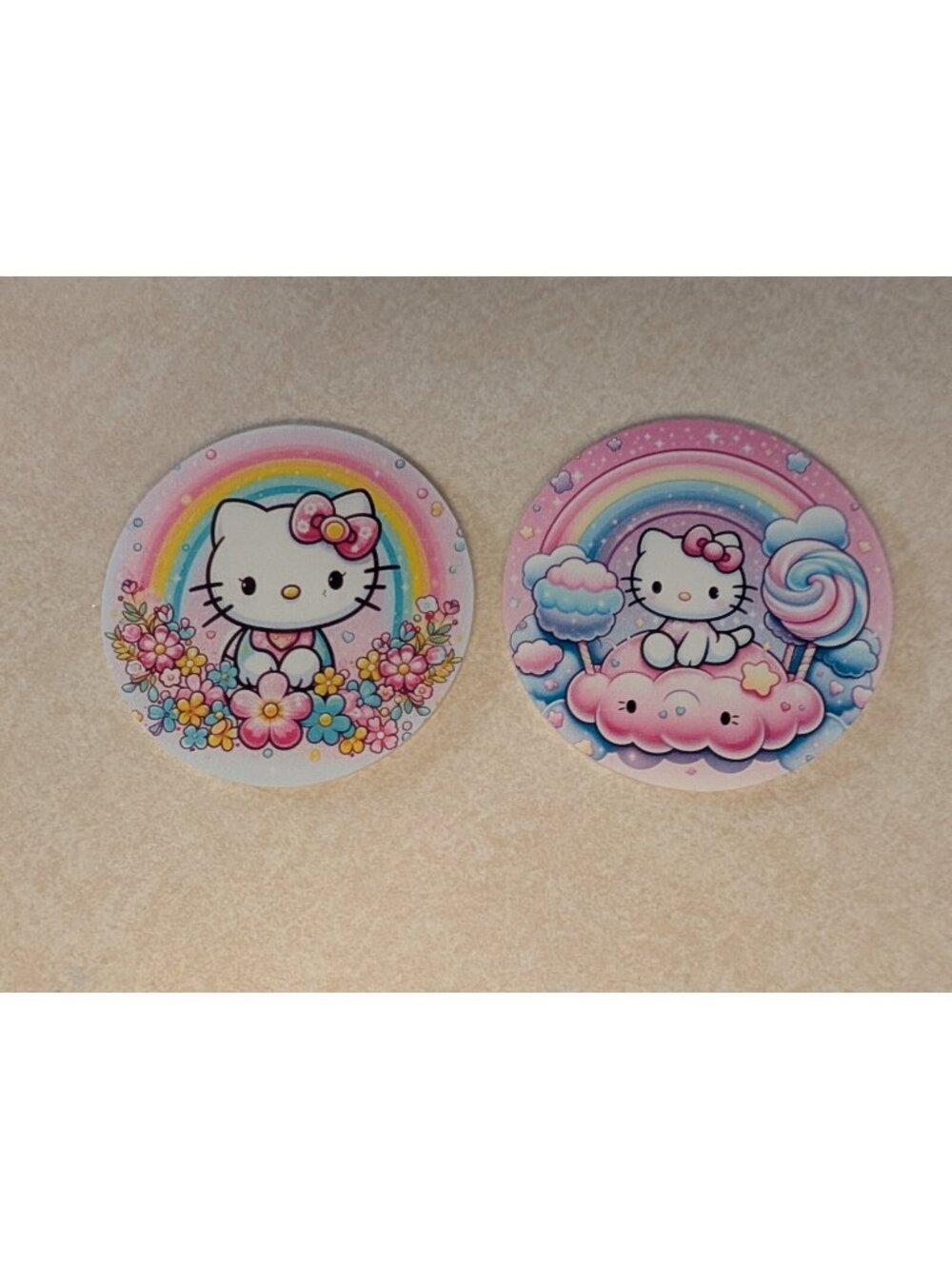 Hello Kitty Kawaii Car Coaster Pair Acrylic Cup Holder Inserts Bar Accessory
